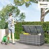 Outsunny Gartenbox mit Deckel, eingebautem Griff, Stauraum, UV-beständig (wetterfest Kissenbox, 1 St, 380L Rattan Auflagenbox), für Garten, Balkon, 130 x 61 x 65 cm, Dunkelgrau Bild 2