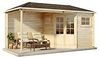 Alpholz 5-Eck Gartenhaus Franz mit Anbau Gartenhaus aus Holz in Pinie Holzhaus mit 28 mm Wandstärke inklusive Terrasse Blockbohlenhaus mit Montagematerial Bild 2