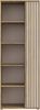 Forte ELISTON Regal 70 80, modernes Bücherregal mit Lamellendesign, 1-türig, 4 Einlegeböden, Wohnzimmer/Büro, Mauvella Eiche Holzdekor|Kashmir Beige, 74 cm breit x 200,1 cm hoch x 54 cm tief Bild 3