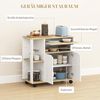 HOMCOM Servierwagen mit Schrank, verschiebbaren und verstellbaren Einlegeböden, (Küchenwagen, 1 St, Rollwagen), für Esszimmer, 80 x 40 x 82 cm, Weiß Bild 3