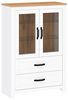 Vitrine Lanzette Highboard 93x40x140cm Alaska weiß matt Wildeiche Gold Bild 3