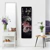 Bilderdepot24 Garderobenpaneel schwarz Blumen Floral Kunst Retro Vintage Blumen mit Nebel auf Schwarz (ausgefallenes Flur Wandpaneel mit Garderobenhaken Kleiderhaken hängend), moderne Wandgarderobe - Flurgarderobe im schmalen Hakenpaneel Design Bild 3