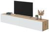 Dmora - TV-Ständer Vincennes, TV-Ständer mit 2 Türen, hängender Wohnzimmerschrank, 180x35h28 cm, Node-Eiche und glänzendes Weiß Bild 3