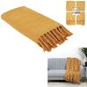 THE HOME DECO FACTORY TX8159 Sofa Waffelmuster, Gelb, Ockergelb, 130x160 cm, Dekoration für den Innenbereich, Decke und Bettüberwurf, Baumwolle, Ocker, 160 x 130 x 0. 2 cm Bild 2