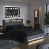 Polsterbett Christin Grau/Eiche 160x200 mit LED und USB-Anschluss Vitalispa Bild 2