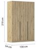 Rauch Möbel Alabama, Kleiderschrank, Garderobe, 3-türig, Zubehör Premium, 2 Kleiderstangen, 5 Einlegeböden, Schubladeneinsatz, Farbe Eiche Artisan, Holz, Griff Grau metallic, 136 x 210 x 54 cm Bild 3