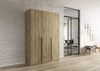 Rauch Möbel Alabama, Kleiderschrank, Garderobe, 3-türig, Zubehör Premium, 2 Kleiderstangen, 5 Einlegeböden, Schubladeneinsatz, Farbe Eiche Artisan, Holz, Griff Grau metallic, 136 x 210 x 54 cm Bild 2