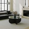 Hanah Home Stylish Black Coffee Table, 75 x 75 x 35 cm | 100% Tempered Glass Top, 100% Melamine Coated Particle Board Frame | Durable PVC Strapping, Modern Design Bild 5