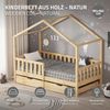 ML-DESIGN Spielbett Hausbett Kinderbett inkl. 2 Schubladen, Lattenrost und Rausfallschutz, Abenteuerbett 80x160cm mit Matratze Himmelbett Kiefer Jugendbett Natur Bild 3