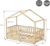 ML-DESIGN Spielbett Hausbett Kinderbett inkl. 2 Schubladen, Lattenrost und Rausfallschutz, Abenteuerbett 80x160cm mit Matratze Himmelbett Kiefer Jugendbett Natur Bild 2