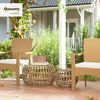 Outsunny Beistelltisch mit Glasplatte (rund wetterfest Gartentisch, 2-St, 2er Set Balkontisch aus Polyrattan), Ø66,42 cm, für Garten, Balkon, Braun Bild 2