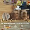 Outsunny Beistelltisch mit Glasplatte (rund wetterfest Gartentisch, 2-St, 2er Set Balkontisch aus Polyrattan), Ø66,42 cm, für Garten, Balkon, Braun Bild 5