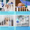 KIDIZ® Absperrgitter zum Klemmen mit Katzenklappe, Türschutzgitter, Autoclose Kinder Treppengitter ohne Bohren | 90° Stopp Schutz, schwenkbar, Treppenschutzgitter Blau, 102-108 cm Bild 3