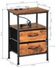 FurnitureR Set von 2 Nachttisch mit LED Ladefunktion, 2 AC Ports. 2 USB Ports Nachttische, Beistelltisch mit 2 Schubladen. Endtische für Wohnzimmer, Schlafzimmer, Vintage Braun,40 * 30 * 60cm Bild 3
