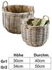 Kobolo Kaminholzkorb Rattankorb rund mit Leinenstoff 2er Set, aus Rattan Bild 2