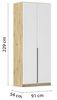 Rauch Möbel Alabama, Kleiderschrank, Garderobenschrank, 2-türig, Zubehör Premium, 1 Kleiderstange, 3 Einlegeböden, Schubladeneinsatz, Farbe Weiß/Eiche Artisan, Holz, Griff Grau metallic, 91 x 229 x 54 cm Bild 3