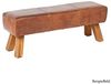 LebensWohnArt Sitzbank Leder Bank MAXI-L Cognac ca. L120cm Teak Bild 4