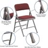 Flash Möbel Hercules Serie Curved Triple doppelstrebig und doppelt Klappsessel (4 Pack), Burgund/Grau, Textil, Burgundy Patterned, 1 Packung Bild 4