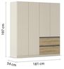 Rauch Möbel Costa, Kleiderschrank für Schlafzimmer, Kinderzimmer, Babyzimmer, Garderobe, Flur, 4-türig, 2 Schubladen, Push-to-Open, mit Zubehör Premium, Farbe Beige/Eiche Artisan, Holz, Breite 181 cm Bild 3