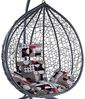 Luxus Hängesessel Miami XXL Polyrattan Korb und Gestell schwarz Kissen Modern Bild 3