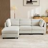 Ball & Cast L-förmiges Eckcouch mit Schlaffunktion, 3-Sitzer Sofa mit Polsterhocker aus Leinenstoff für das Wohnzimmer Wohnung Villa, 220 x 81 x 83 (BxHxT), Beige Bild 5