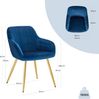 WOLTU 4 x Esszimmerstühle 4er Set Esszimmerstuhl Küchenstuhl Polsterstuhl Design Stuhl mit Armlehnen, mit Sitzfläche aus Samt, Gestell aus Metall, Gold Beine, Blau, BH232bl-4 Bild 3