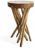 FaHome Blumenständer Holz Beistelltisch – Holzhocker Couchtisch Rund (50x28x28 cm), Handgefertigt Verzweigt aus Suar- und Teakholz Bild 3