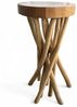 FaHome Blumenständer Holz Beistelltisch – Holzhocker Couchtisch Rund (50x28x28 cm), Handgefertigt Verzweigt aus Suar- und Teakholz Bild 4