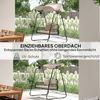 Outsunny Hollywoodschaukel mit verstellbar Sonnendach, Kissen, bis 240 kg belastbar, 2-Sitzer, Entspannen, Rattan-Schaukelstuhl, 1 tlg, 2 Sitzer Gartenschaukel, für Garten, Balkon, 149 x 121 x 180 cm, Khaki Bild 3