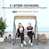 Outsunny Hollywoodschaukel mit verstellbar Sonnendach, Kissen, bis 240 kg belastbar, 2-Sitzer, Entspannen, Rattan-Schaukelstuhl, 1 tlg, 2 Sitzer Gartenschaukel, für Garten, Balkon, 149 x 121 x 180 cm, Khaki Bild 5