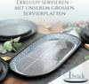 Steingut Servier Teller Groß Ibiza TESTSIEGER, Traumhafte Mediterrane Steingut Servierplatte, Serving Plate Oval, Servierteller Groß - Pure Living in Grau Bild 5