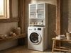 Badezimmerschrank OKARCHE Bambus 63 cm Weiß Bild 2