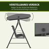 Outsunny Hollywoodschaukel Gartenschaukel mit Verstellbarem Dach, mit Armlehne, 3-Sitzer, Verstellbares Dach, Relaxstuhl, 1 tlg, Schaukelstuhl, für Garten, Balkon, Dunkelgrau Bild 4