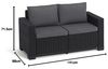 Allibert by Keter Gartenlounge Sofa California 2-Sitzer, graphit/cool grey, inkl. Sitz- und Rückenkissen, Kunststoff, runde Rattanoptik, 141 x 68 x 72 cm Bild 3