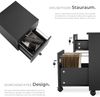 tectake Rollcontainer Rollschrank Vagur, 2 abschließbare Schubladen, mit 2 Schubladen für Dokumente im A4 Format Bild 4
