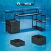 HOMCOM Gamingtisch mit LED & Steckdosen, Doppelmonitorständer, 2 Schublade, Ablagefächer (Computertisch, 1-St, Schreibtisch), für Büro, Arbeitszimmer, Schwarz Bild 3