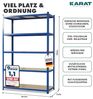KARAT Schwerlastregal, 2er Set, 50 x 100 x 200 cm Steckregal, Kellerregal, Lagerregal - TÜV/GS-geprüft - 5 verstellbare Böden (Blau) Bild 2
