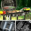 Royal Gourmet 2-Brenner Gasgrill und Griddle Combo, 2 IN 1 Grillwagen mit abklappbare Seitenablagen, Ablagekorb, 5 kW Campinggrill für Garten Schwarz Bild 5