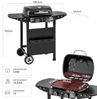 Royal Gourmet 2-Brenner Gasgrill und Griddle Combo, 2 IN 1 Grillwagen mit abklappbare Seitenablagen, Ablagekorb, 5 kW Campinggrill für Garten Schwarz Bild 3