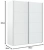 Dmora - Kleiderschrank 2 Türen Ponce, Schlafzimmerschrank, Schrank mit Kleiderstange und 2 Regalen, 150x60h200 cm, glänzendes Weiß Bild 3