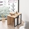 Hanah Home Elegant Walnut Nesting Tables (2 Pieces), 100% Melamine Coated, 18mm Thick | Dimensions: 51 x 52.8 x 29.5 & 44.5 x 47.8 x 24.5 cm | Sturdy Metal Legs, Modern Design Bild 3