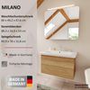 FACKELMANN MILANO Waschtisch Set mit Spiegelschrank 88 cm breit, Braun hell, Waschbecken Keramik Weiß Bild 2