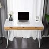 sogesfurniture Schreibtisch mit 3 Schubladen, Moderner Computertisch Bürotisch Arbeitstisch PC Laptop Tisch mit 4 Metallbeine in Weiß, 110 * 50 * 78cm, BHEU-GCBG1016 Bild 2