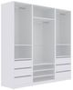 Marmex Möbel TRES SET T(B) offener Schrank-Set für Kleidung, Schuhe, Kleiderschrank mit Einlegeböden, Kleiderstangen und Schubladen, laminierte Spanplatte, weiß, 200x206x51 cm Bild 4