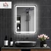 HOMCOM Spiegel 50 x 70 cm LED Badezimmerspiegel mit 3 Lichtfarben (Wandspiegel mit Touch-Schalter, Memory-Funktion, 1-St, Lichtspiegel mit Anti-Beschlag, IP44), 80 x 60 x 4 cm, Silber Bild 2
