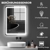 HOMCOM Spiegel 50 x 70 cm LED Badezimmerspiegel mit 3 Lichtfarben (Wandspiegel mit Touch-Schalter, Memory-Funktion, 1-St, Lichtspiegel mit Anti-Beschlag, IP44), 80 x 60 x 4 cm, Silber Bild 3