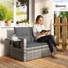 Outsunny Gartensofa mit Kissen, Klappbar Seitentabletts, Loungesofa 1 Teile, für Garten Terrasse Balkon, Poly Rattan Hellgrau Bild 2
