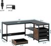 LITTLE TREE 59-Zoll-L-förmiger Schreibtisch mit Schubladen, großer Computertisch mit Ablagefächern, umkehrbarer L-förmiger Eckschreibtisch für das Homeoffice Bild 3