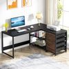 LITTLE TREE 59-Zoll-L-förmiger Schreibtisch mit Schubladen, großer Computertisch mit Ablagefächern, umkehrbarer L-förmiger Eckschreibtisch für das Homeoffice Bild 2