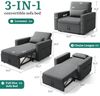 YITAHOME Schlafsessel mit Bettfunktion 192×88 cm, 3-in-1 Ausziehbares Schlafsofa, Verstellbares Einzelsessel mit Kissen und Seitentasche, Sofa mit Schlaffunktion für Wohnzimmer Wohnung, Hellgrau Bild 3